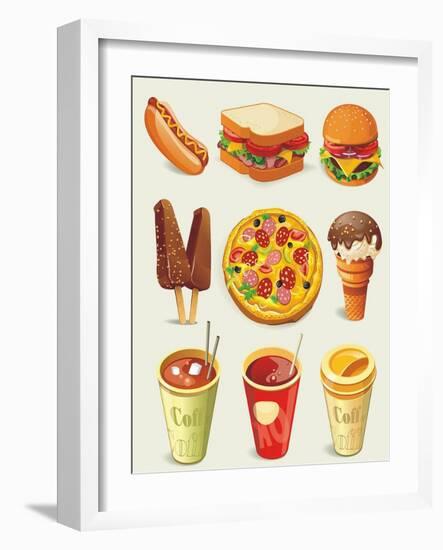 Cartoon Fast Food Icon-Aleksey Vl B.-Framed Art Print