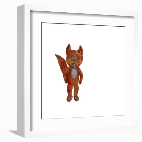 Cartoon Fox Hand Painted Watercolor Illustration Isolated on White Background-ramiia-Framed Art Print