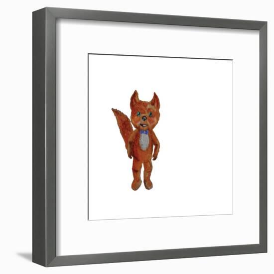 Cartoon Fox Hand Painted Watercolor Illustration Isolated on White Background-ramiia-Framed Art Print