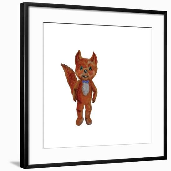 Cartoon Fox Hand Painted Watercolor Illustration Isolated on White Background-ramiia-Framed Art Print