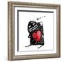 Cartoon Fun Amazing Character Scribble Love with Red Heart Inside. Cartoon Character with Red Heart-Popmarleo-Framed Art Print