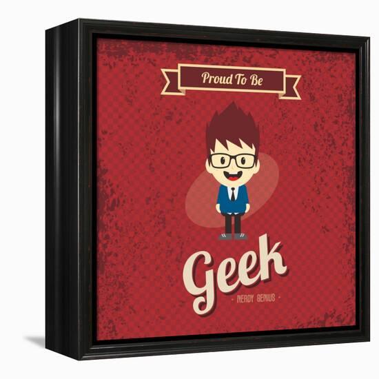 Cartoon Geek Character-vector1st-Framed Stretched Canvas