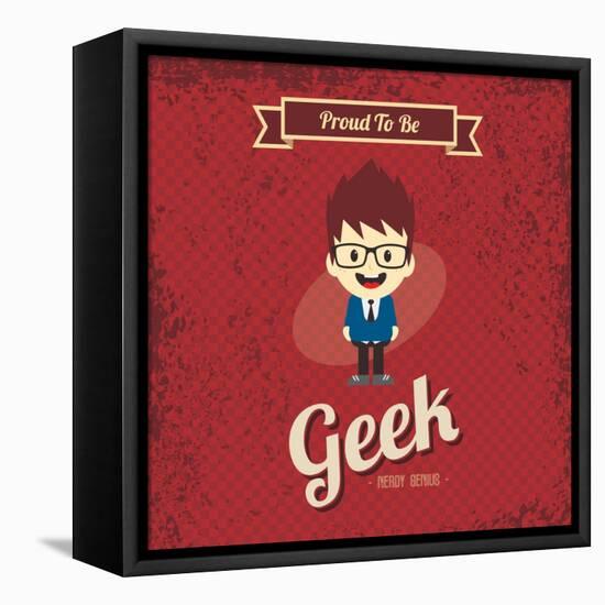 Cartoon Geek Character-vector1st-Framed Stretched Canvas