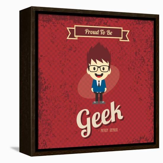 Cartoon Geek Character-vector1st-Framed Stretched Canvas