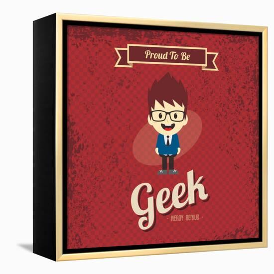 Cartoon Geek Character-vector1st-Framed Stretched Canvas