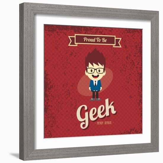 Cartoon Geek Character-vector1st-Framed Art Print