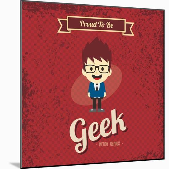 Cartoon Geek Character-vector1st-Mounted Art Print