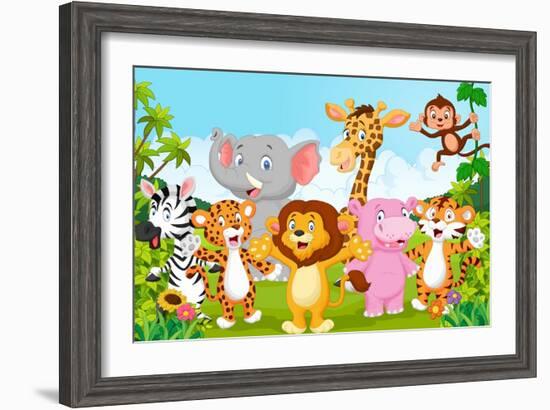 Cartoon Happy Little Animal-Teguh Mujiono-Framed Art Print