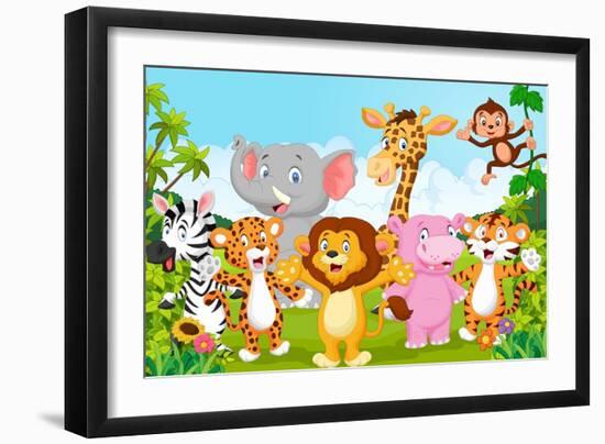 Cartoon Happy Little Animal-Teguh Mujiono-Framed Art Print