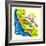 Cartoon Map of California.Travels-Daria_I-Framed Premium Giclee Print