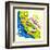 Cartoon Map of California.Travels-Daria_I-Framed Art Print