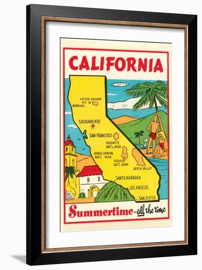 Cartoon Map of California-null-Framed Art Print