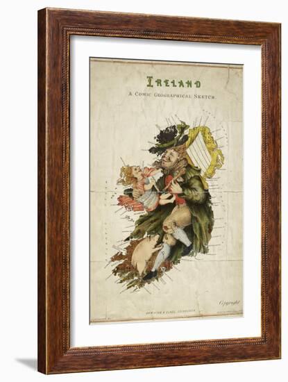 Cartoon Map Of Ireland As a Man With a Child-Lilian Lancaster-Framed Giclee Print