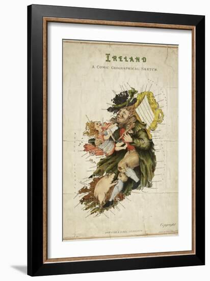 Cartoon Map Of Ireland As a Man With a Child-Lilian Lancaster-Framed Giclee Print