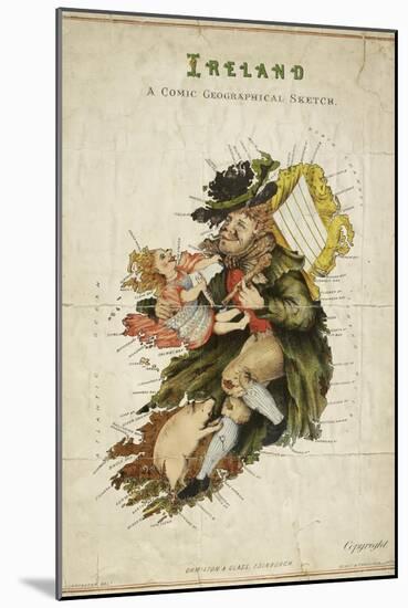Cartoon Map Of Ireland As a Man With a Child-Lilian Lancaster-Mounted Giclee Print