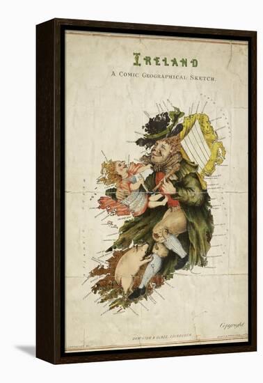 Cartoon Map Of Ireland As a Man With a Child-Lilian Lancaster-Framed Premier Image Canvas