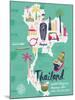 Cartoon Map of Thailand. Print Design-Lavandaart-Mounted Art Print