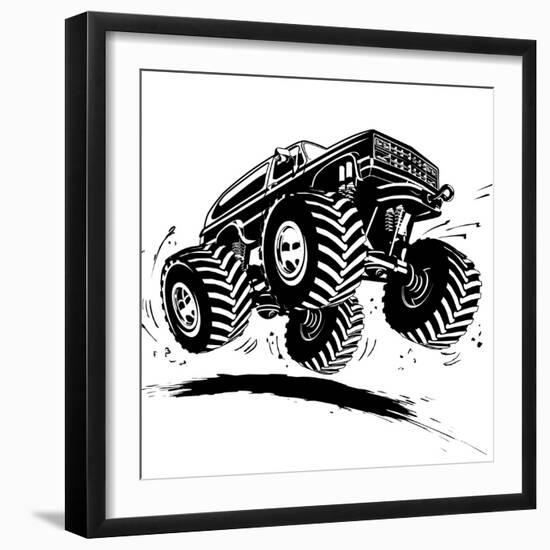 Cartoon Monster Truck-Mechanik-Framed Art Print