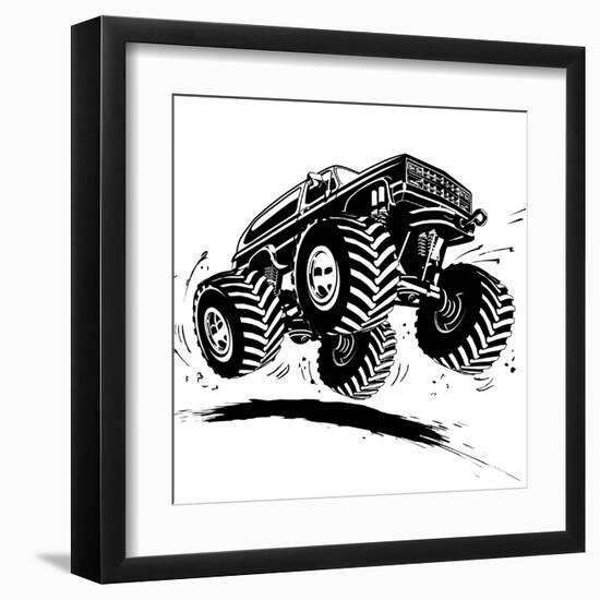 Cartoon Monster Truck-Mechanik-Framed Art Print