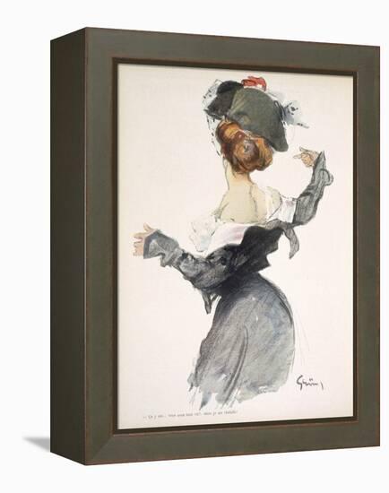 Cartoon of a Woman Performing a Hurried Striptease During the First World War-Jules-Alexandre Grün-Framed Premier Image Canvas