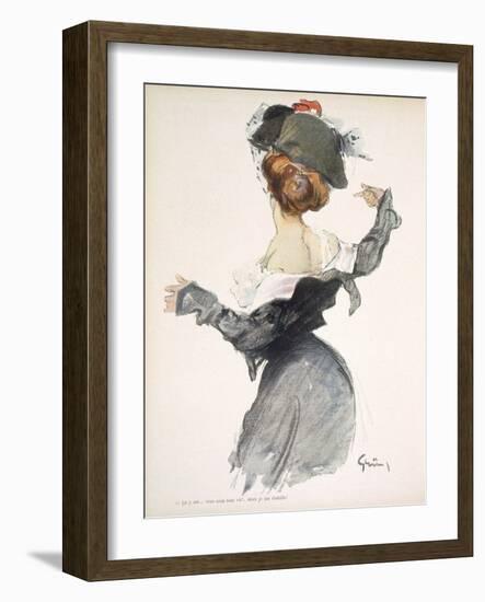 Cartoon of a Woman Performing a Hurried Striptease During the First World War-Jules-Alexandre Grün-Framed Giclee Print