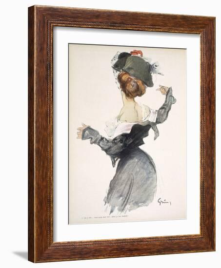 Cartoon of a Woman Performing a Hurried Striptease During the First World War-Jules-Alexandre Grün-Framed Giclee Print