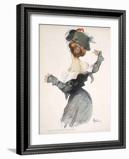 Cartoon of a Woman Performing a Hurried Striptease During the First World War-Jules-Alexandre Grün-Framed Giclee Print