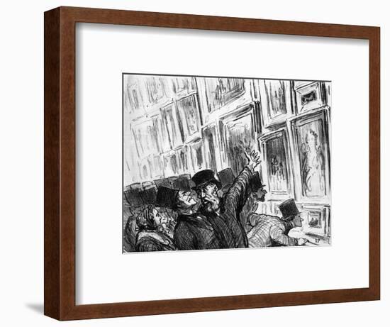 Cartoon of an Artist Being Comforted at the 1859 Paris Salon over the Position of His Work-Honore Daumier-Framed Premium Giclee Print