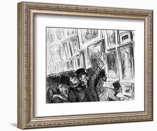 Cartoon of an Artist Being Comforted at the 1859 Paris Salon over the Position of His Work-Honore Daumier-Framed Giclee Print