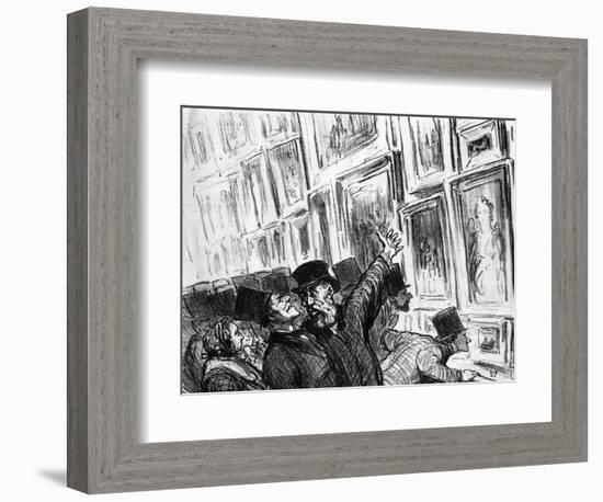 Cartoon of an Artist Being Comforted at the 1859 Paris Salon over the Position of His Work-Honore Daumier-Framed Giclee Print