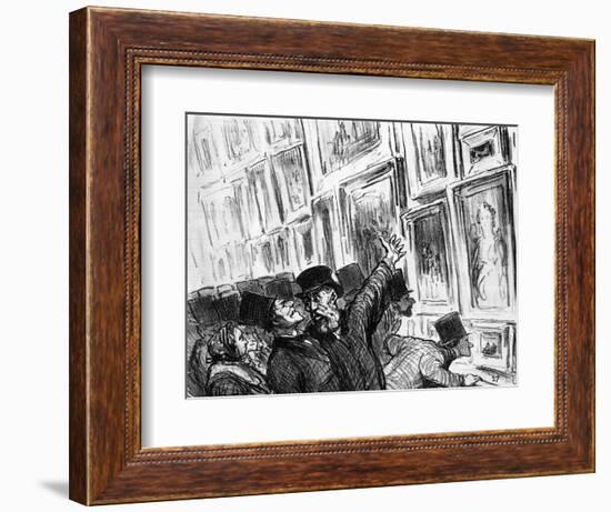 Cartoon of an Artist Being Comforted at the 1859 Paris Salon over the Position of His Work-Honore Daumier-Framed Giclee Print