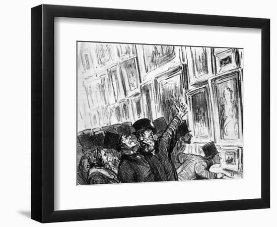 Cartoon of an Artist Being Comforted at the 1859 Paris Salon over the Position of His Work-Honore Daumier-Framed Giclee Print