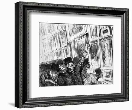 Cartoon of an Artist Being Comforted at the 1859 Paris Salon over the Position of His Work-Honore Daumier-Framed Giclee Print