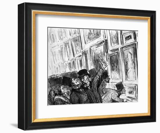 Cartoon of an Artist Being Comforted at the 1859 Paris Salon over the Position of His Work-Honore Daumier-Framed Giclee Print