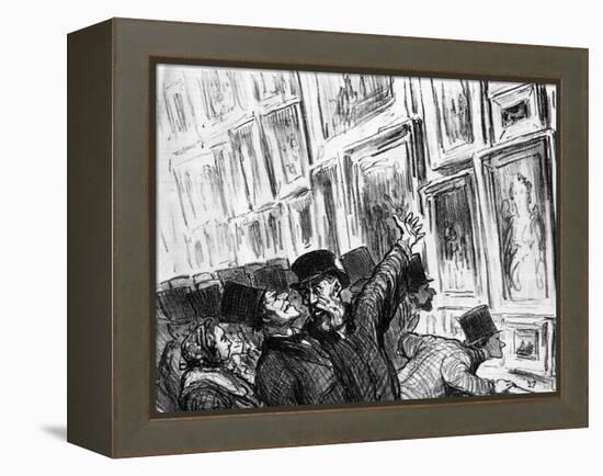 Cartoon of an Artist Being Comforted at the 1859 Paris Salon over the Position of His Work-Honore Daumier-Framed Premier Image Canvas