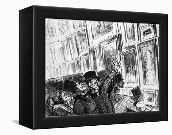 Cartoon of an Artist Being Comforted at the 1859 Paris Salon over the Position of His Work-Honore Daumier-Framed Premier Image Canvas