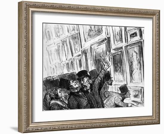 Cartoon of an Artist Being Comforted at the 1859 Paris Salon over the Position of His Work-Honore Daumier-Framed Giclee Print