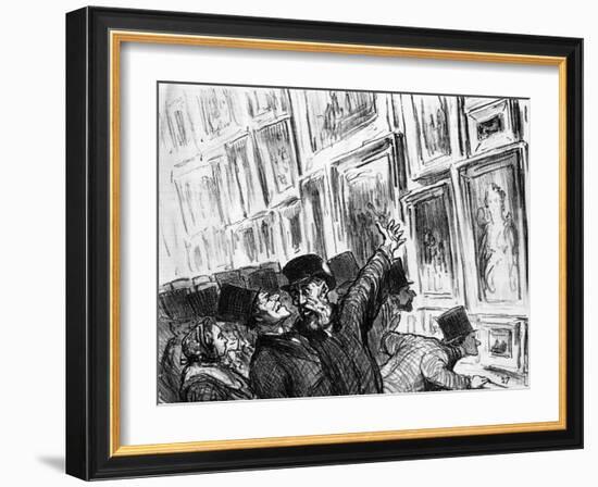 Cartoon of an Artist Being Comforted at the 1859 Paris Salon over the Position of His Work-Honore Daumier-Framed Giclee Print