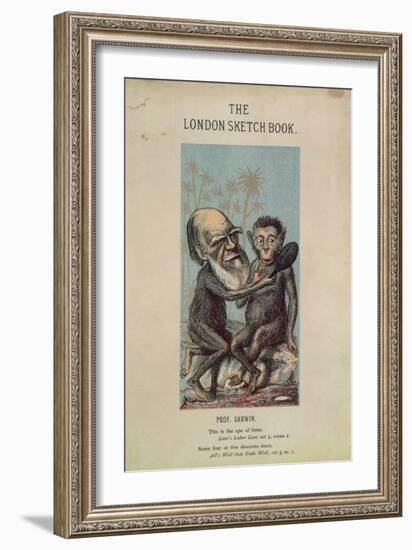 Cartoon of Darwin with an Ape, from 'The London Sketch Book', April 1874 Vol 1 No. 4 (Colour Litho)-English-Framed Giclee Print