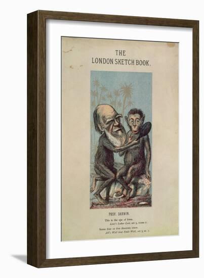 Cartoon of Darwin with an Ape, from 'The London Sketch Book', April 1874 Vol 1 No. 4 (Colour Litho)-English-Framed Giclee Print