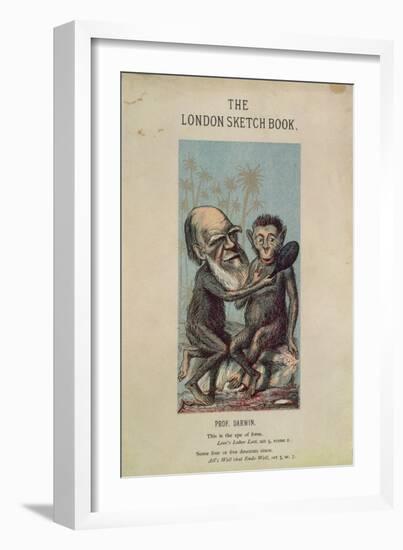 Cartoon of Darwin with an Ape, from 'The London Sketch Book', April 1874 Vol 1 No. 4 (Colour Litho)-English-Framed Giclee Print