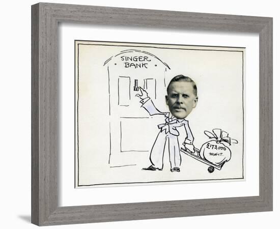 Cartoon of Managing Director William E Bullock, Singer and Company Ltd-null-Framed Giclee Print