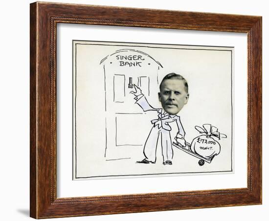 Cartoon of Managing Director William E Bullock, Singer and Company Ltd-null-Framed Giclee Print