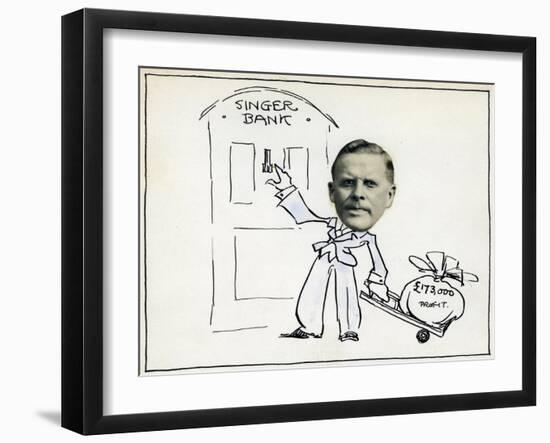 Cartoon of Managing Director William E Bullock, Singer and Company Ltd-null-Framed Giclee Print