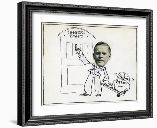 Cartoon of Managing Director William E Bullock, Singer and Company Ltd-null-Framed Giclee Print