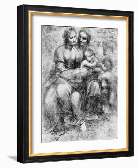 Cartoon of St Anne with Madonna and Child and St John, 15th Century-Leonardo da Vinci-Framed Giclee Print