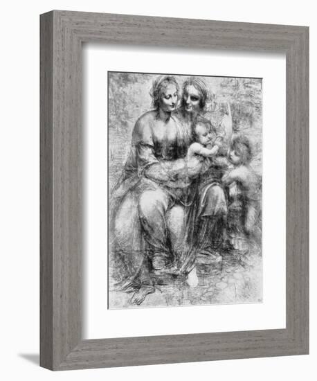 Cartoon of St Anne with Madonna and Child and St John, 15th Century-Leonardo da Vinci-Framed Giclee Print