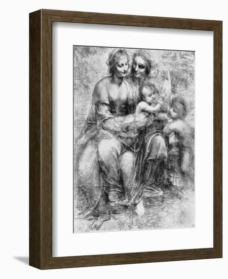 Cartoon of St Anne with Madonna and Child and St John, 15th Century-Leonardo da Vinci-Framed Giclee Print