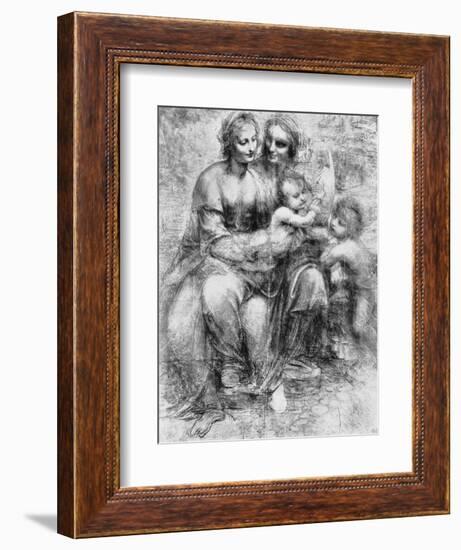 Cartoon of St Anne with Madonna and Child and St John, 15th Century-Leonardo da Vinci-Framed Giclee Print