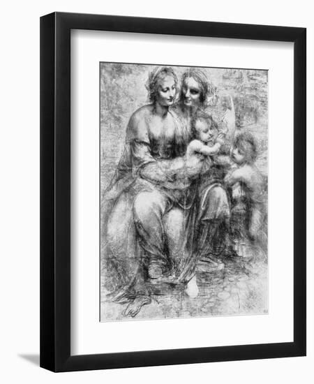 Cartoon of St Anne with Madonna and Child and St John, 15th Century-Leonardo da Vinci-Framed Giclee Print